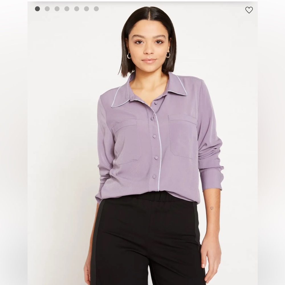Universal Standard Better-than-Silk Pajama Blouse, Lavender, XS, EUC